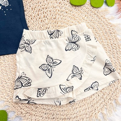  Conj. Blusa Choose Happiness e Short Borboletas - Preto e Areia